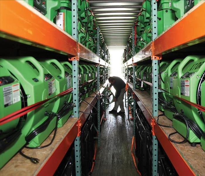 equipment in neat rows in a warehouse